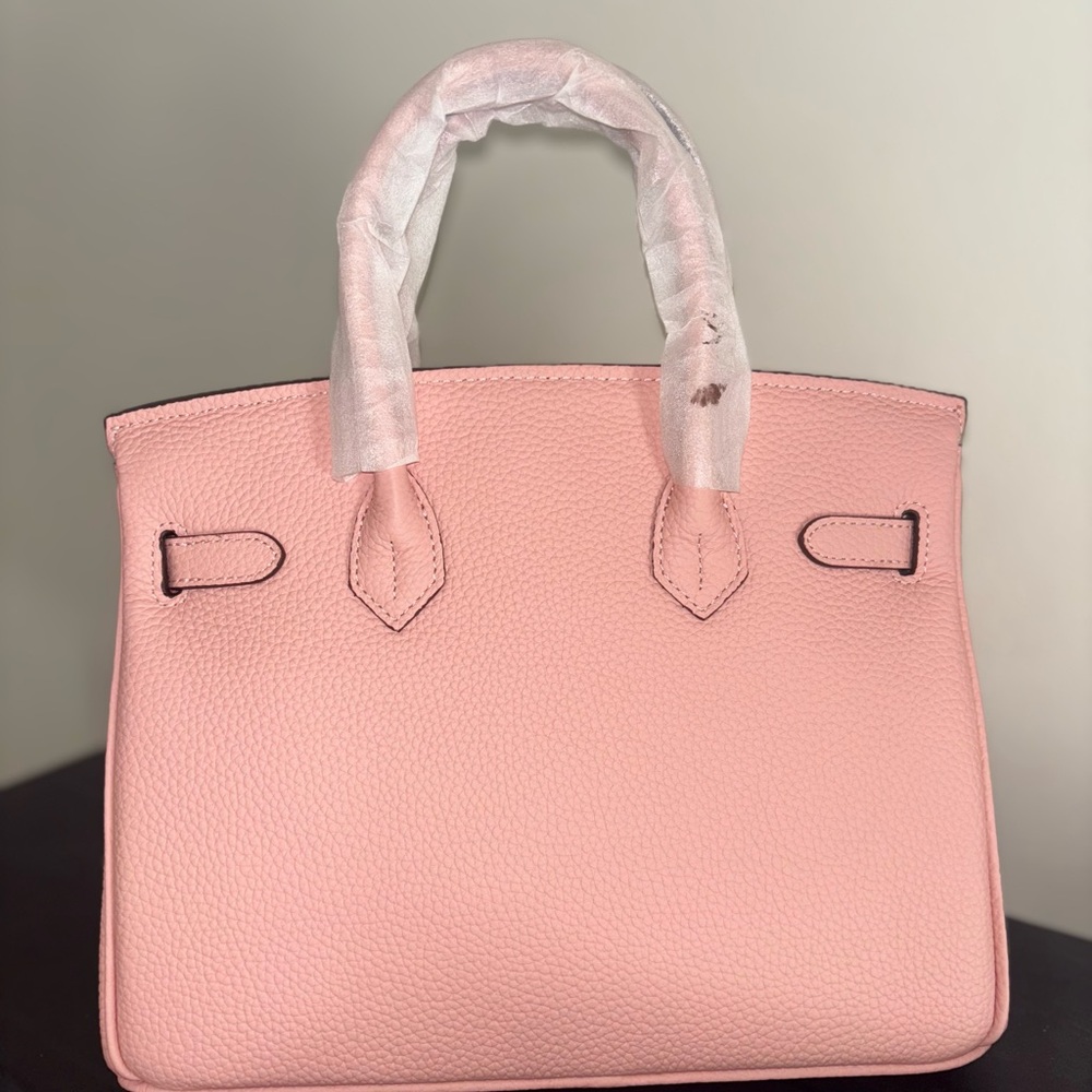 Structured Pink Wirkin Satchel Handbag with Gold-Tone Hardware - Picture 2 of 4